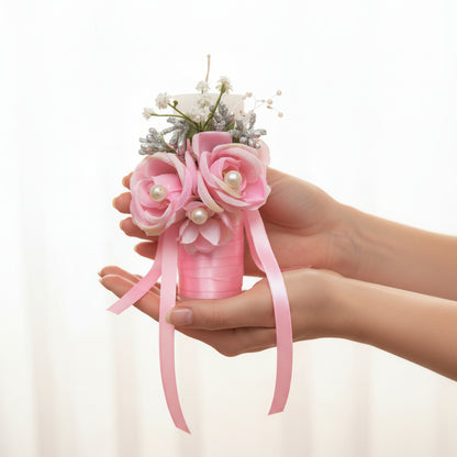 GownLink Pink Holy Communion Candle with Handmade Floral Decoration for First Holy Communion