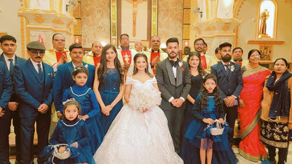 GownLink White Christian Catholic Church Wedding Sparkle Off Shoulder Bridal Train Gown GLGT1088T