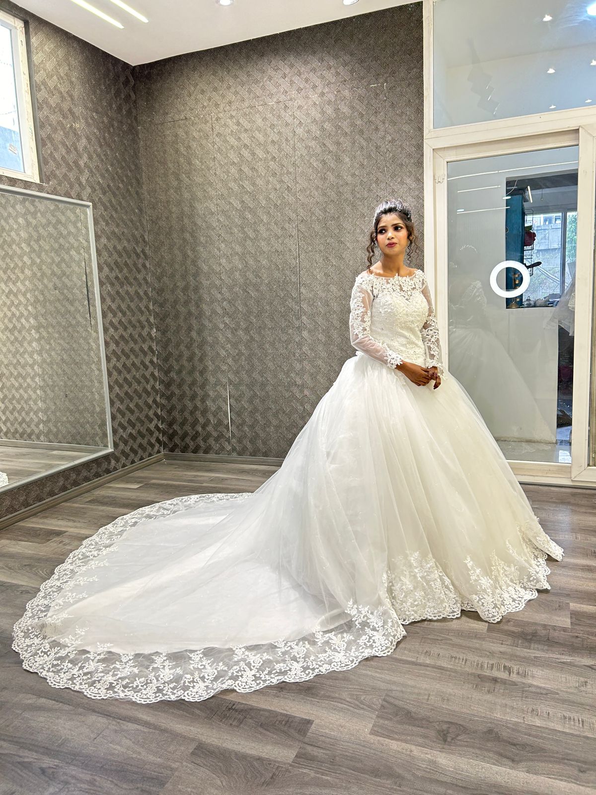 GownLink Christian and Catholic Bridal White Wedding Dress GLHSD189T
