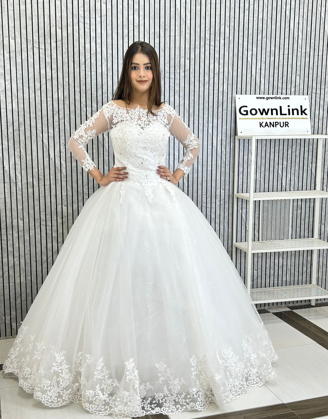 GownLink Christian and Catholic Bridal White Wedding Dress GLHSD189T