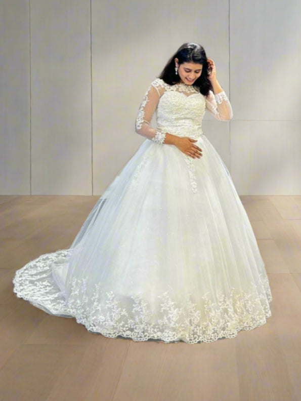 GownLink Bridal Train Gown for Christian and Catholic Weddings  GLGF042T