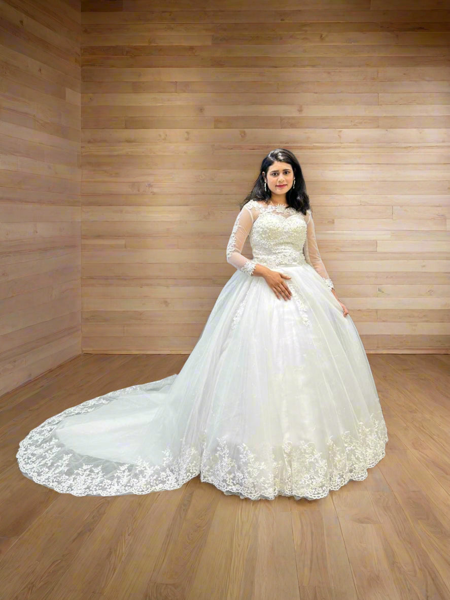 GownLink Bridal Train Gown for Christian and Catholic Weddings  GLGF042T