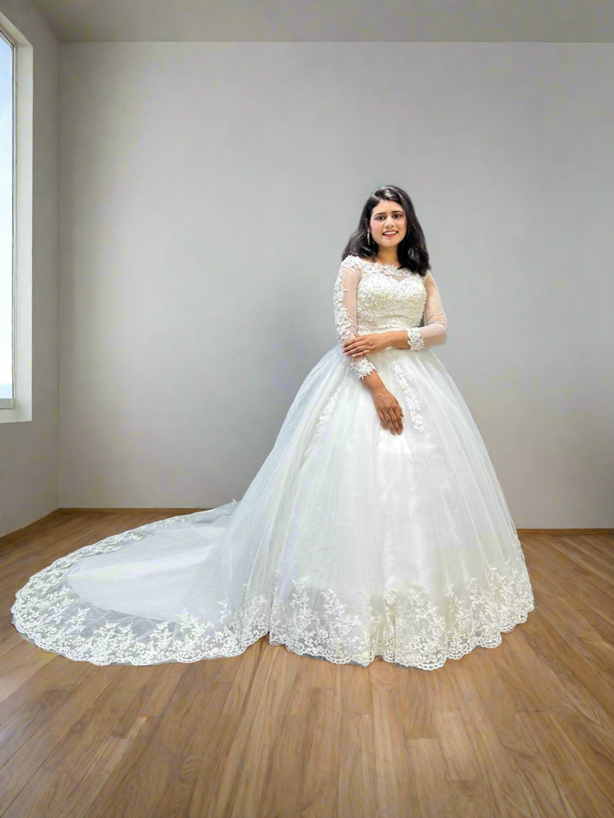 GownLink Bridal Train Gown for Christian and Catholic Weddings  GLGF042T