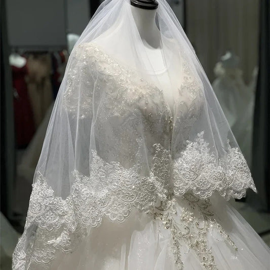 GownLink Bridal short 1.5mtr veil for Christian & Catholic Wedding 2 Tier Veil
