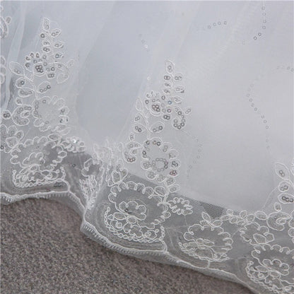 GownLink Luxury White Sequence Lace Church Wedding Princess Ball Gown GLHSD189CBS