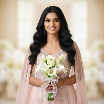 GownLink White and green color Bridesmaid Bouquet Set of Two