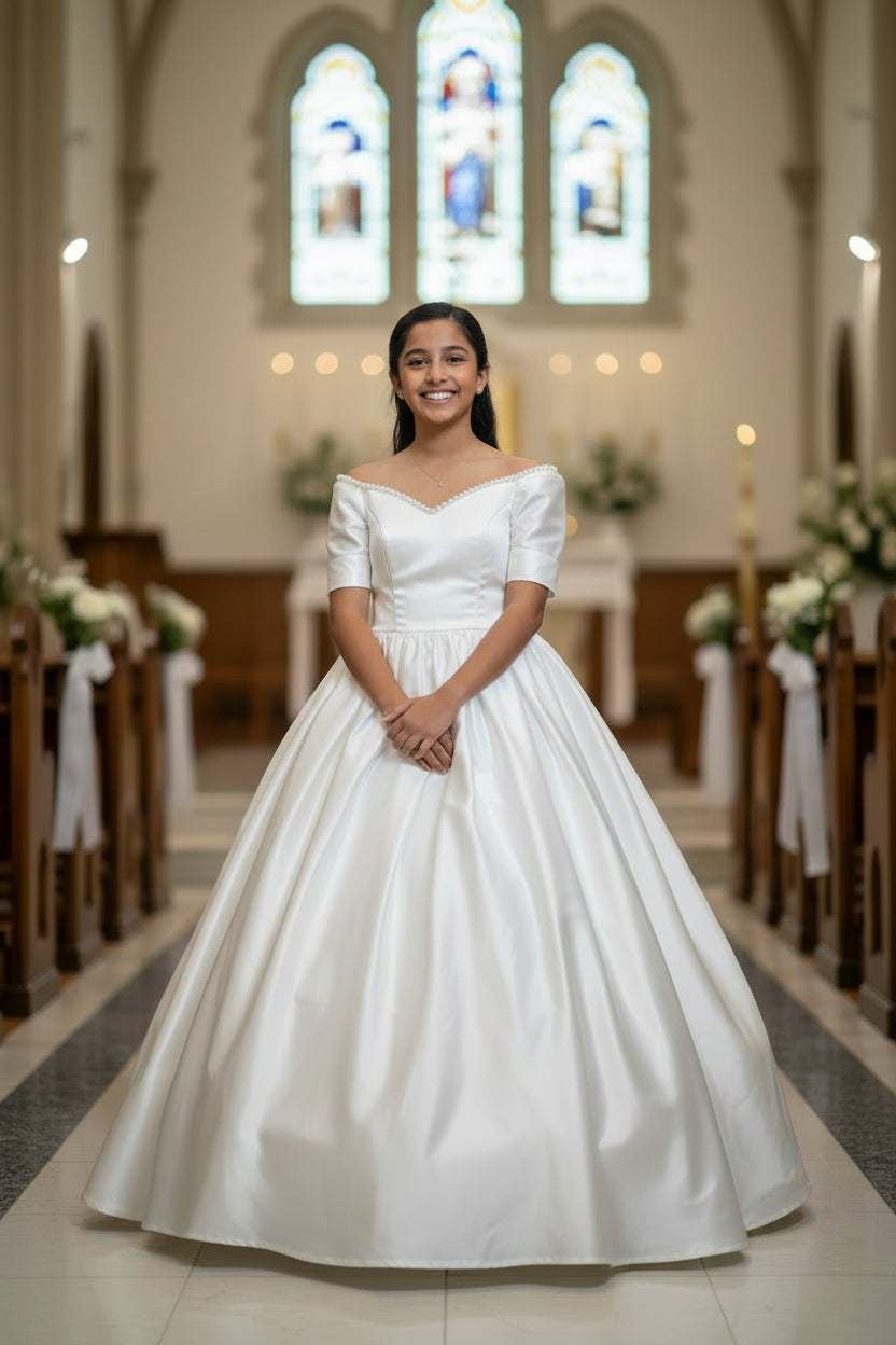 GownLink's Heavenly First Communion & Flower Girl Lace Mesh Dress GLHLC6