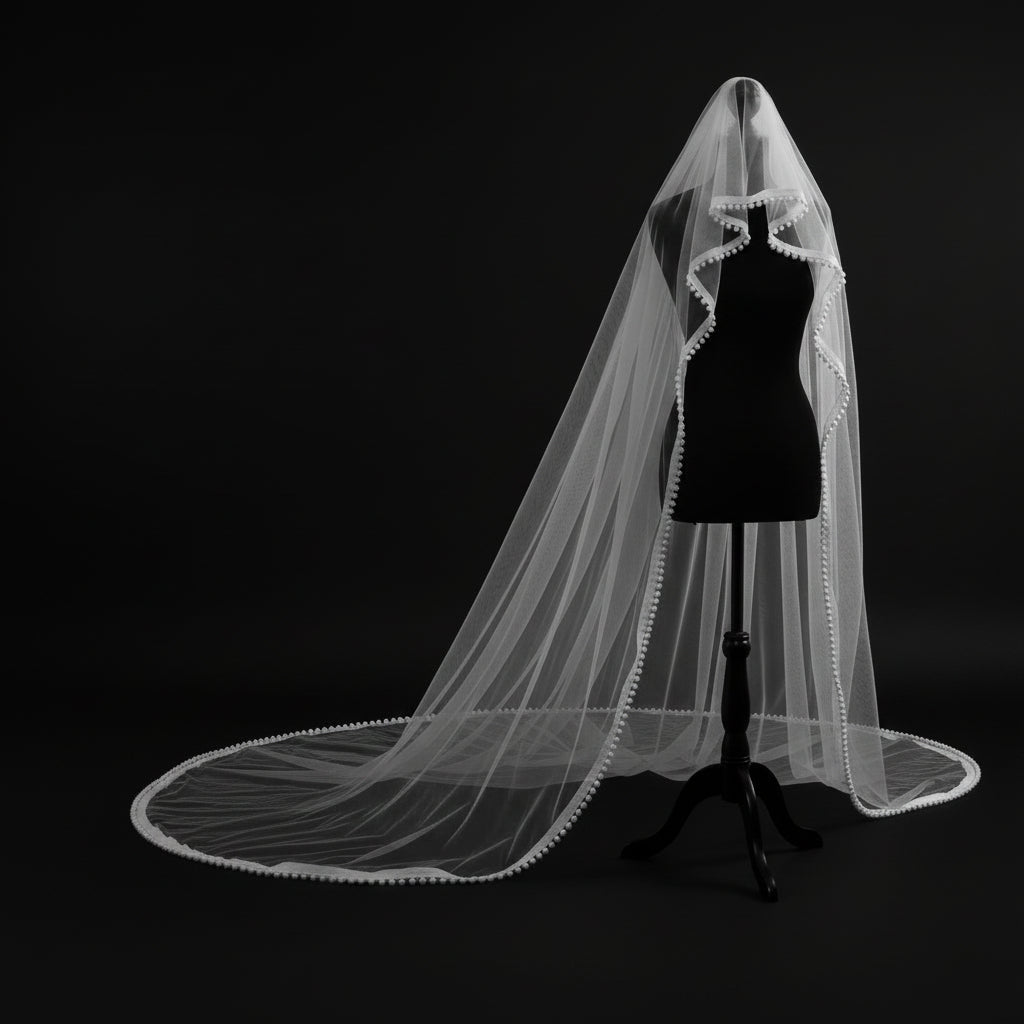 GownLink Bridal Short Veil Comb for Christian & Catholic Weddings GLVL-Pearl