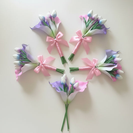 GownLink White and green color Bridesmaid Bouquet Set