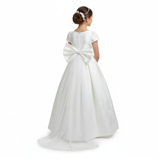 Gowlink,s Detachable Satin and Net Bow for Communion Dress Bowknot