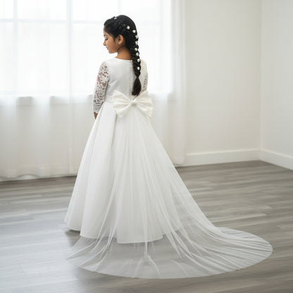 Gowlink,s Detachable Satin and Net Bow for Communion Dress Bowknot