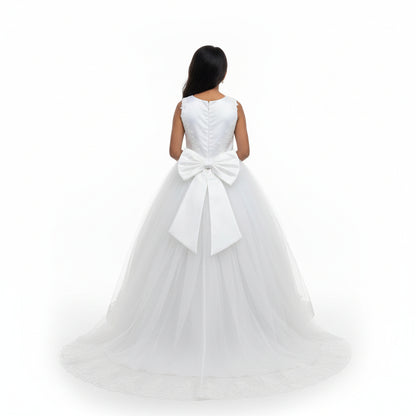 Gowlink,s Detachable Satin and Net Bow for Communion Dress Bowknot