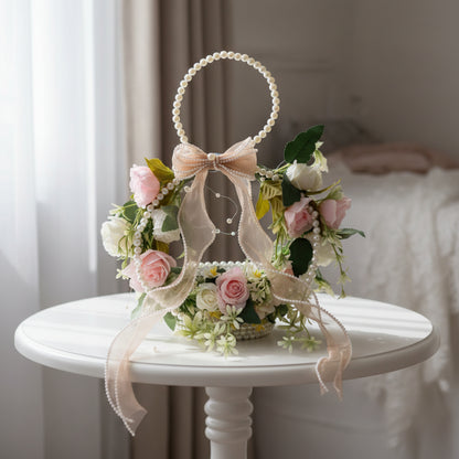 Close-up of flower arrangement in White Bridal Bouquet — GownLink B-114