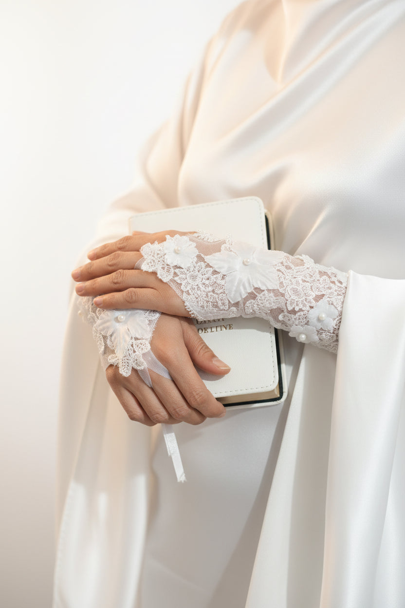 white short glove comfort to Bride