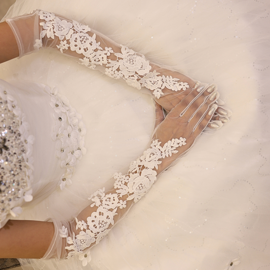 White Christain Bridal Hand Gloves In Nagaland