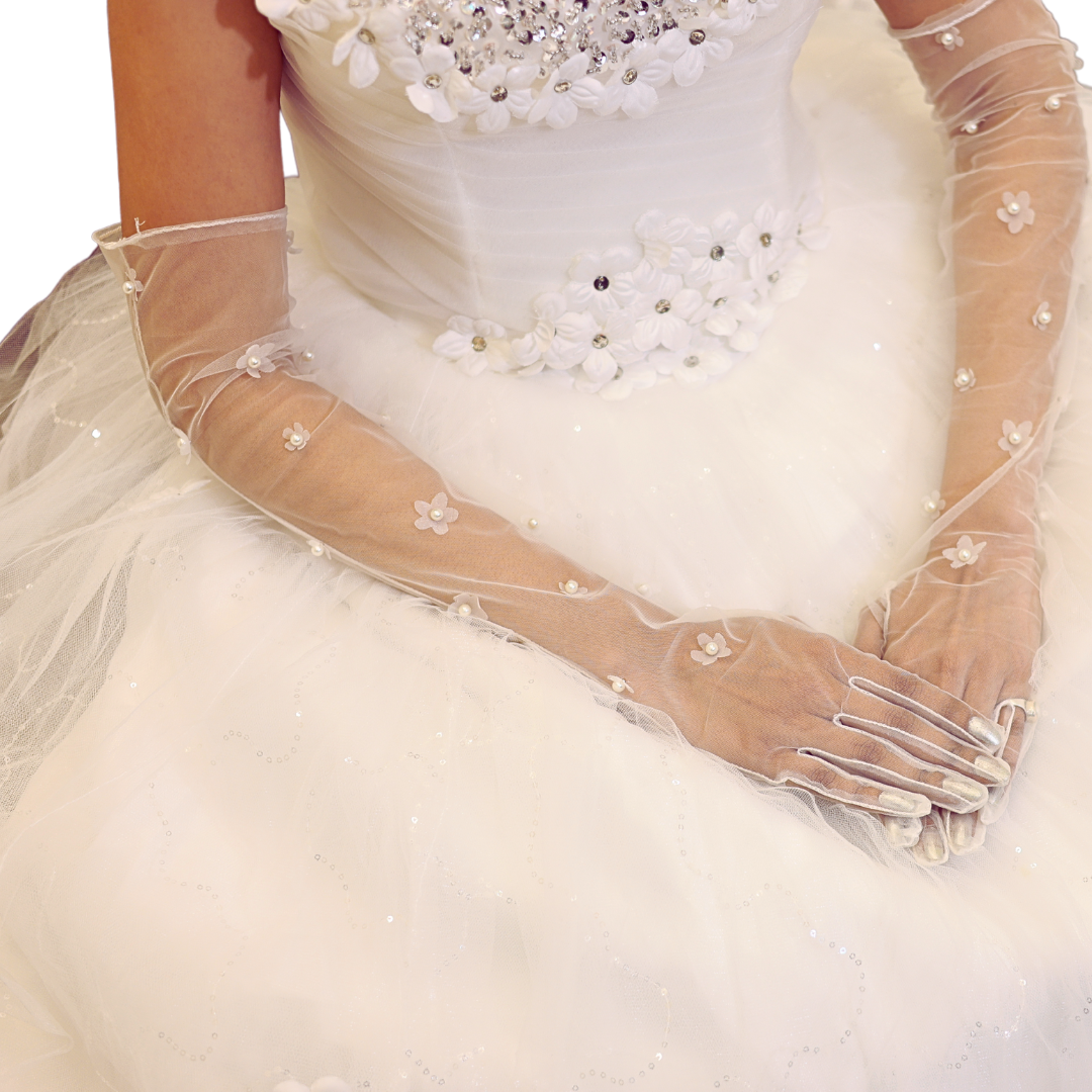 White Christian Bridal Gloves in New Delhi