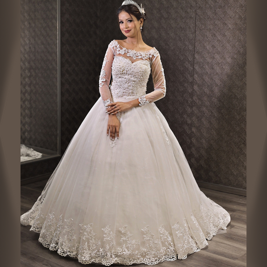GownLink ,s Designer Bridal Ball Gown White Christian Wedding Dress with Pearl-GLGF042B