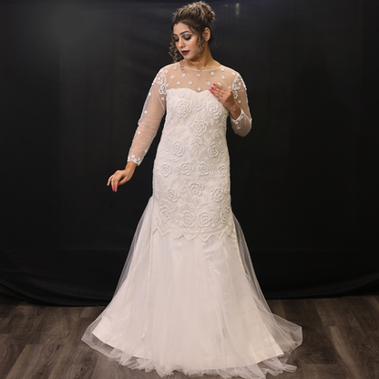White Christain Bridal Mermaid gown in Nagaland