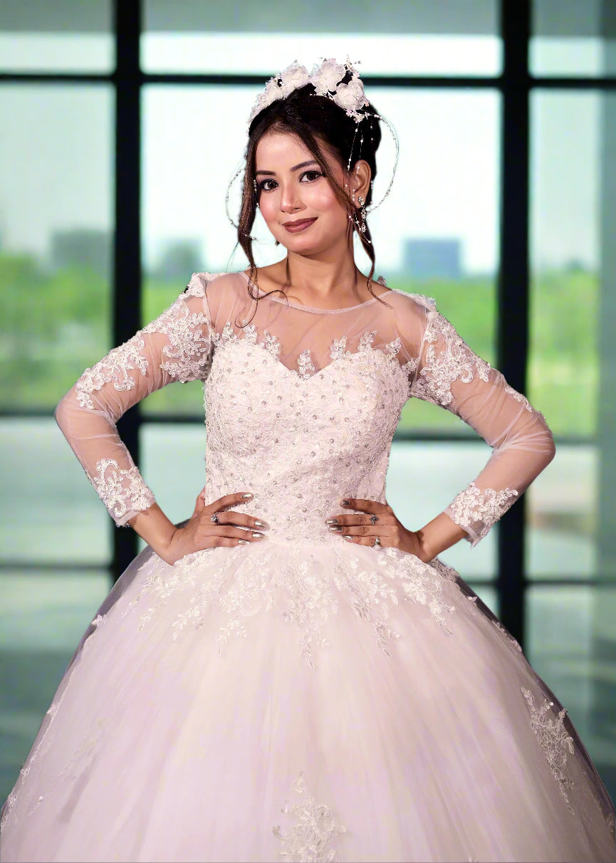 White Cristain wedding gown in Mumbai