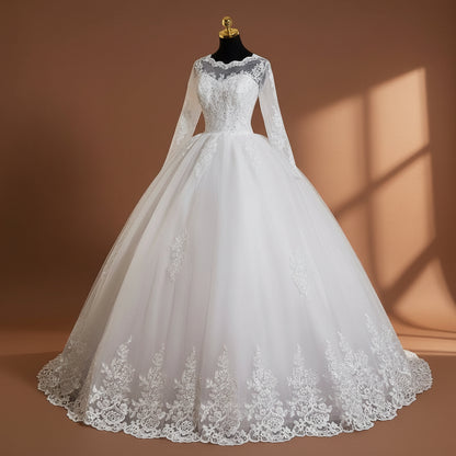 White tulle and lace Christian bridal gown in Nagaland