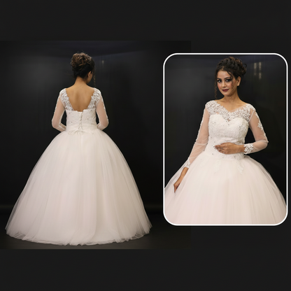 GownLink White Bridal Ball Gown for Christian & Catholic Weddings GLHSD189CB