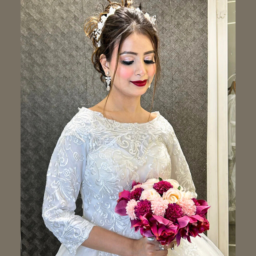 white Catholics wedding bridal dress in Jaunpur