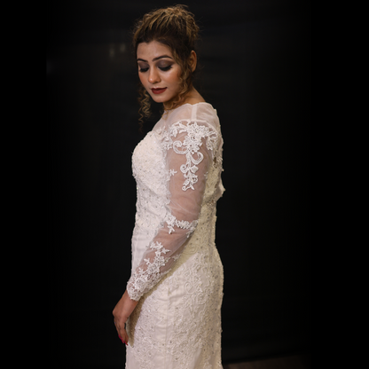 Christian church white mermaid gown in Chennai