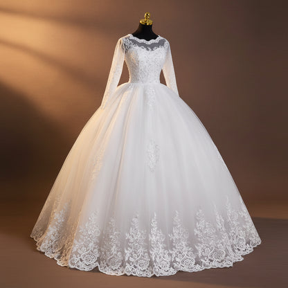 Traditional white Catholic bridal gown with Long sleeves in Delhi