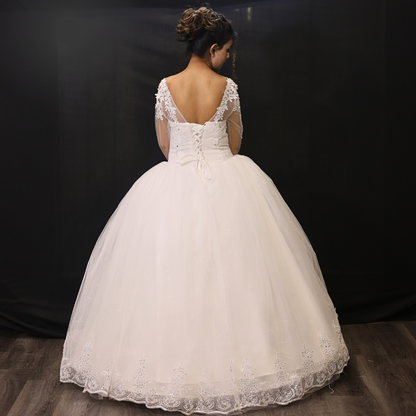 White Modest Bridal Ball Gown in Pune