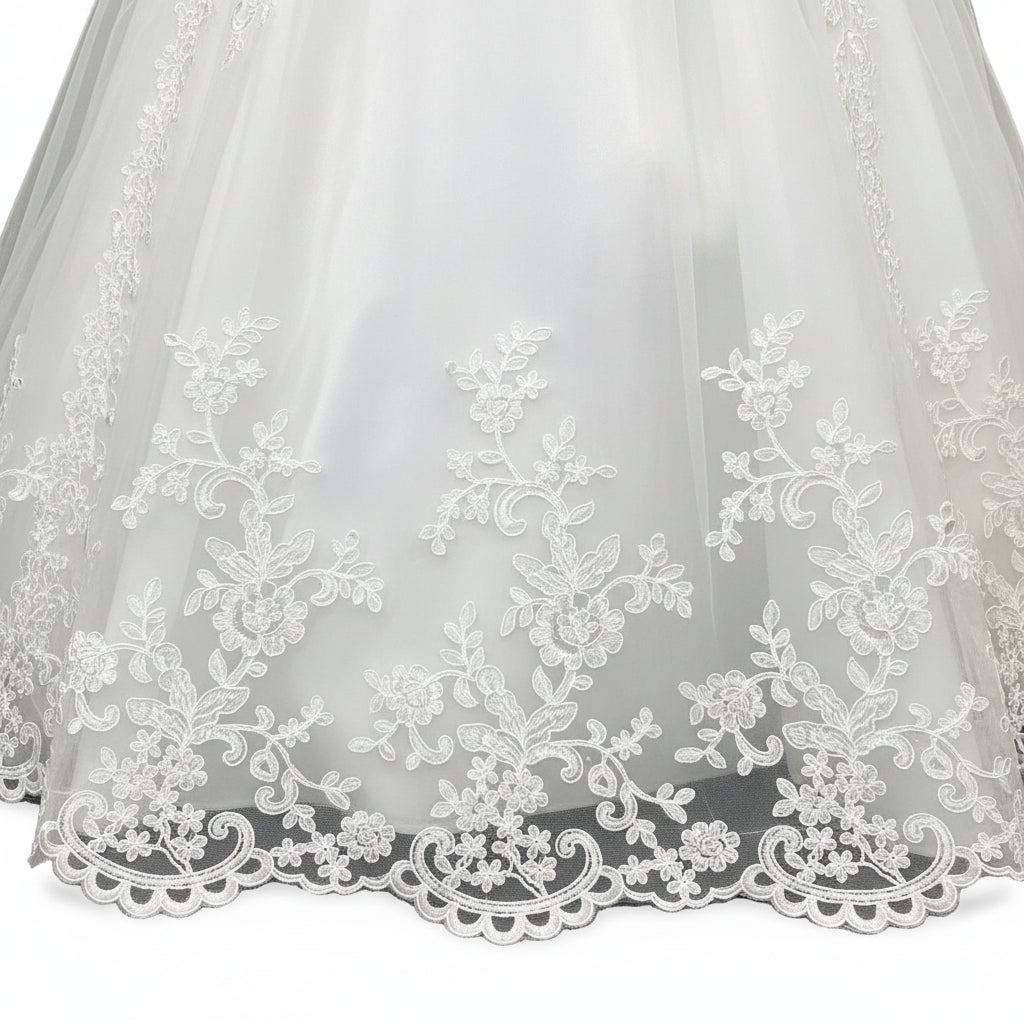 Gownlink Elegant White Mermaid Bridal Wedding Dress with Train for Christian Church Bride GLD-950