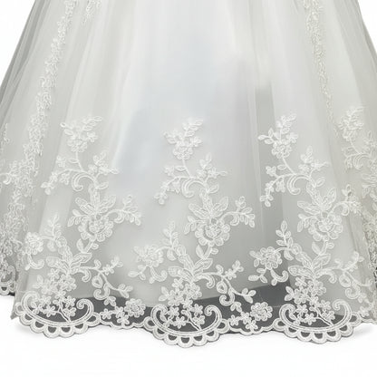 Gownlink Elegant White Mermaid Bridal Wedding Dress with Train for Christian Church Bride GLD-950