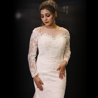 White elegant mermaid wedding dress in Nellor, Andhra Pradesh