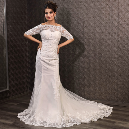 Fishtail gown for religious church wedding in Nellor, Andhra Pradesh