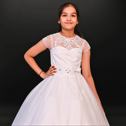 GownLink First Holy Communion White Dress HLCKID
