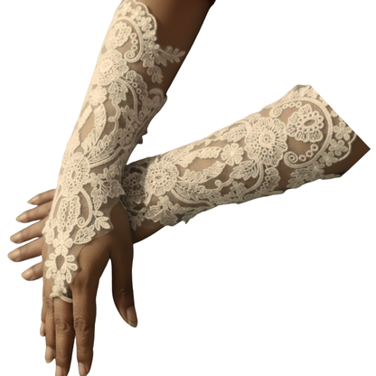 GownLink's Heavenly Radiant Off white bridal Gloves G119