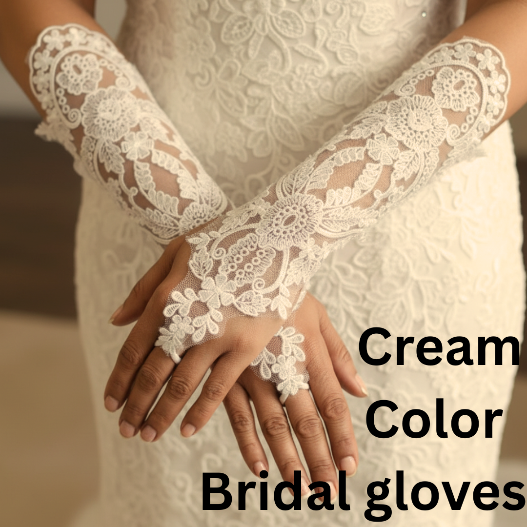 GownLink's Heavenly Radiant Off white bridal Gloves G119