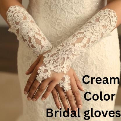 GownLink's Heavenly Radiant Off white bridal Gloves G119