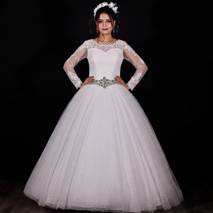 GownLink White Church Wedding Bridal Ball Gown for Christian & Catholic Weddings GLHSD588-B
