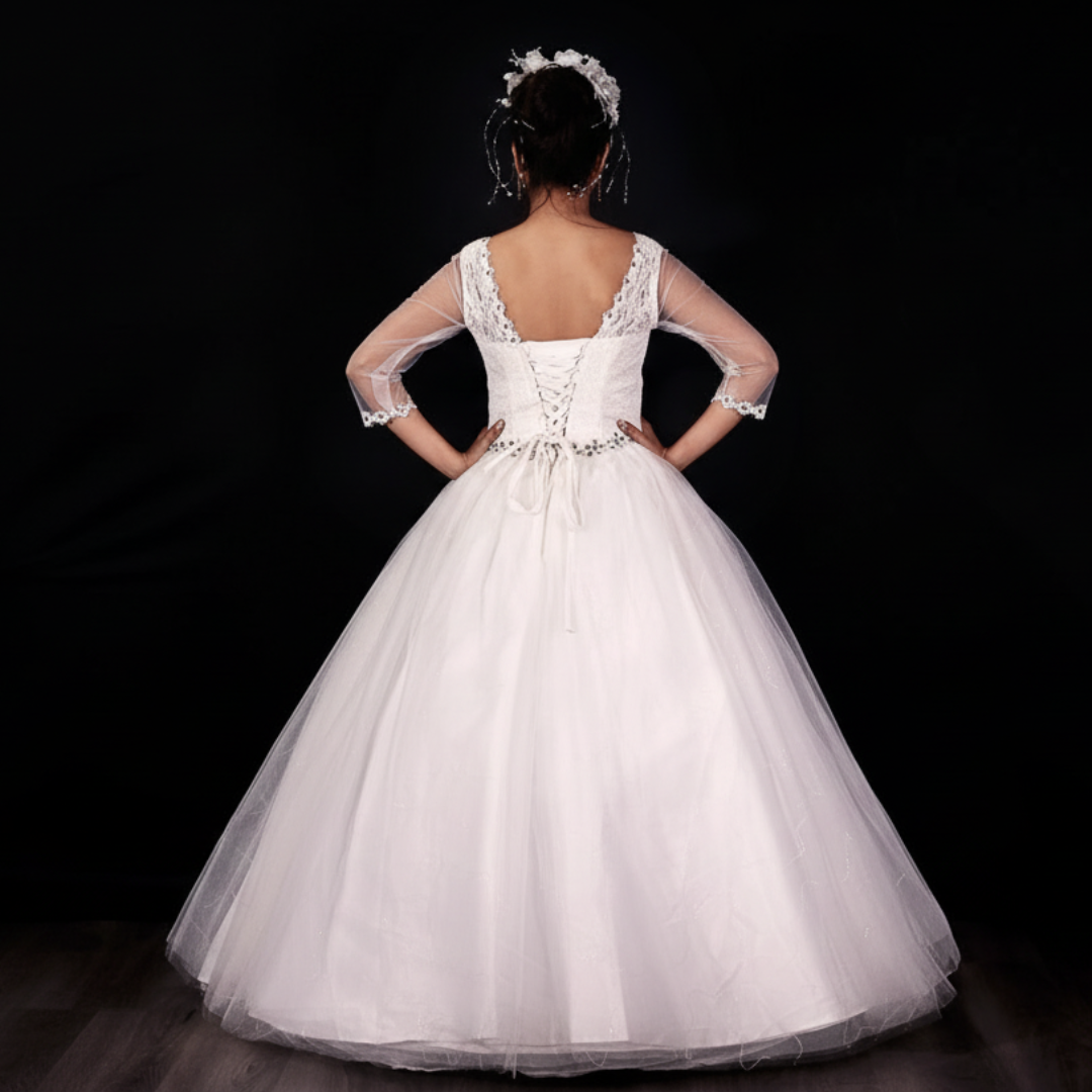 GownLink White Church Wedding Bridal Ball Gown for Christian & Catholic Weddings GLHSD588-B