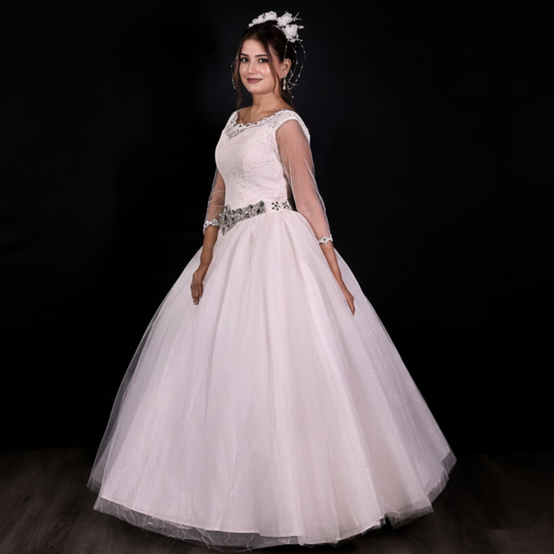 GownLink White Church Wedding Bridal Ball Gown for Christian & Catholic Weddings GLHSD588-B
