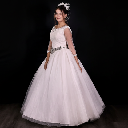 GownLink White Church Wedding Bridal Ball Gown for Christian & Catholic Weddings GLHSD588-B