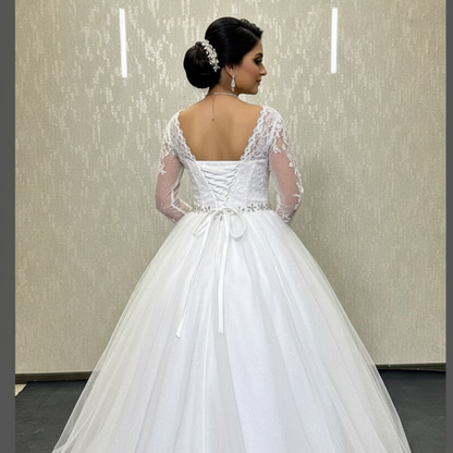 GownLink White Church Wedding Bridal Ball Gown for Christian & Catholic Weddings GLHSD588-B