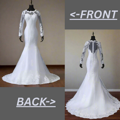 GownLink Premium White Mermaid Bridal Wedding Gown with Cathedral Train for Christian & Catholic Brides GLGT044