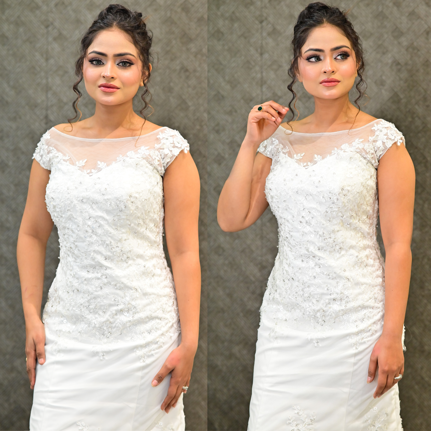 GownLink White Body Fitted Mermaid Wedding Gown with Long Train for Christian & Catholic Brides GL330XFM