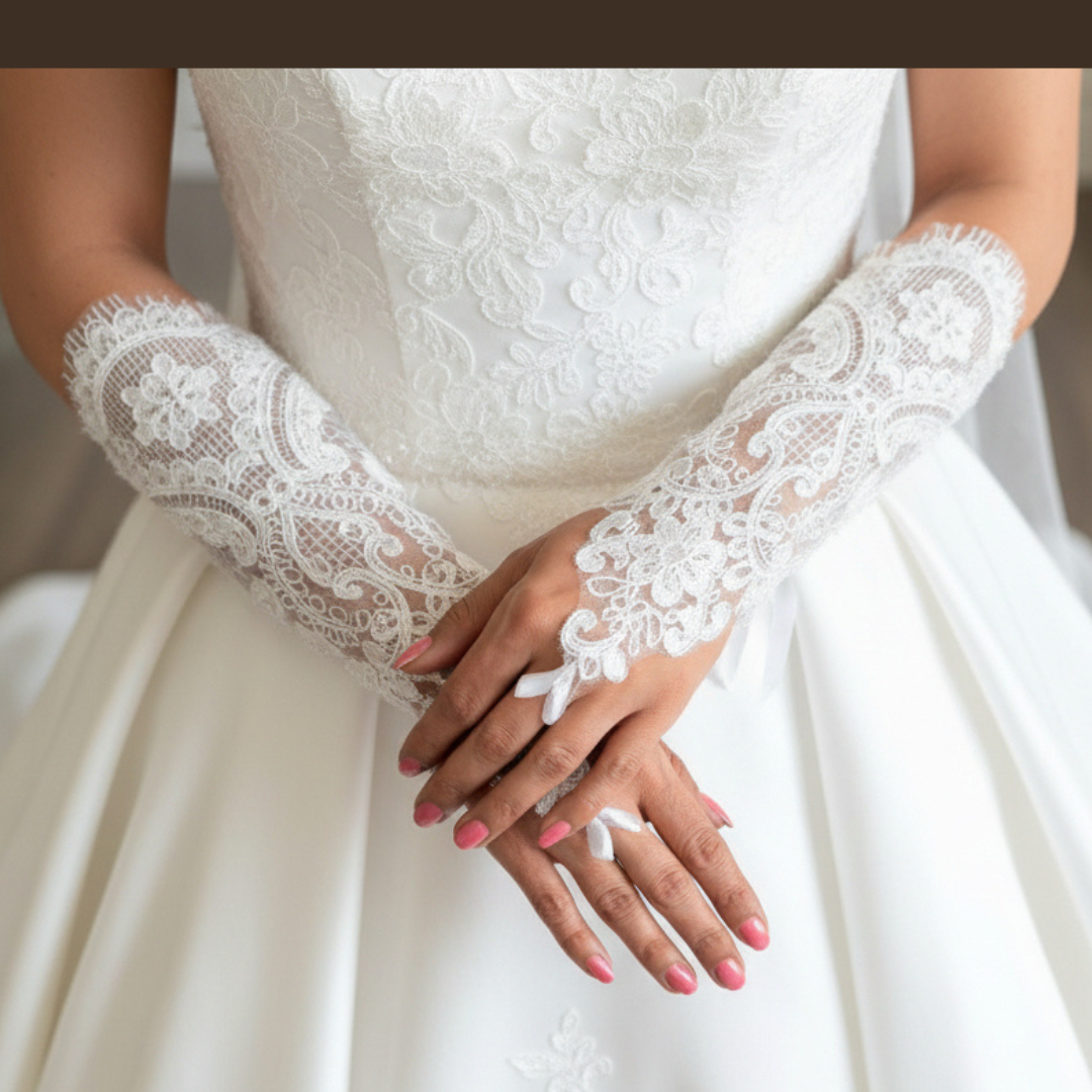 GownLink's Arm Length Long Bridal Gloves for Christian & Catholic Wedding G-100