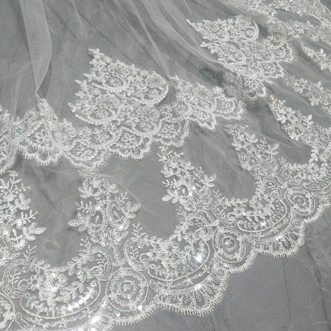 Gownlink's  Radiant Elegance Cathedral White Long 2 Layer Bridal Veil For Christian & Catholic Wedding GLV10