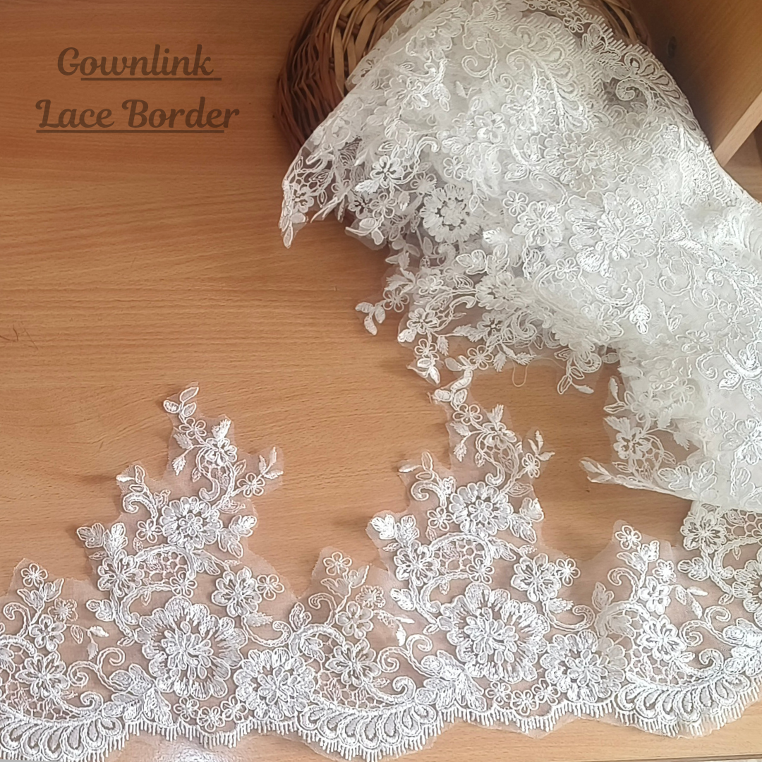 White -Lace Border Elegance Wedding Dress