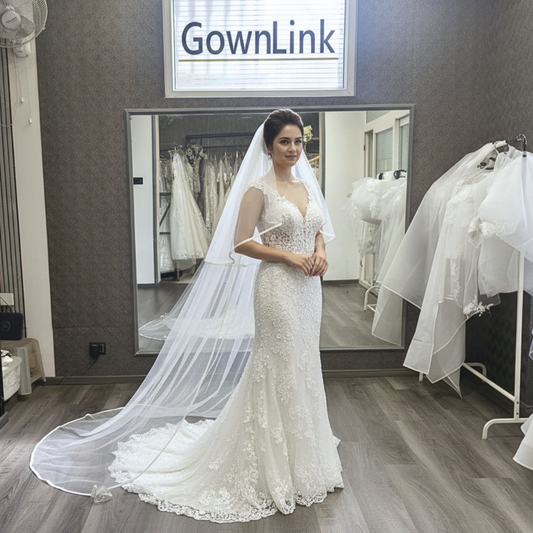 GownLink Long Bridal Veil Cathedral Christian & Catholic Wedding GLVHML53