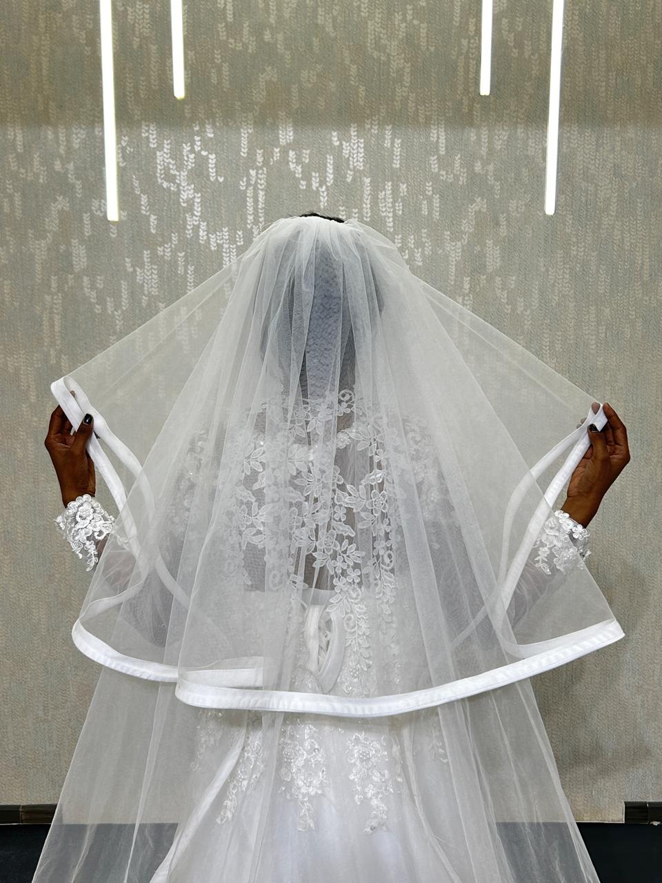  length veil Two-tier veil Double-layer bridal veil Long two-tiered wedding veil Barauni