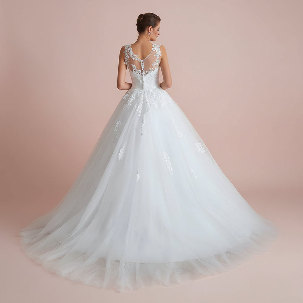 GownLink Bridal  Train Gown for Christian & Catholic wedding GLGT0414-B